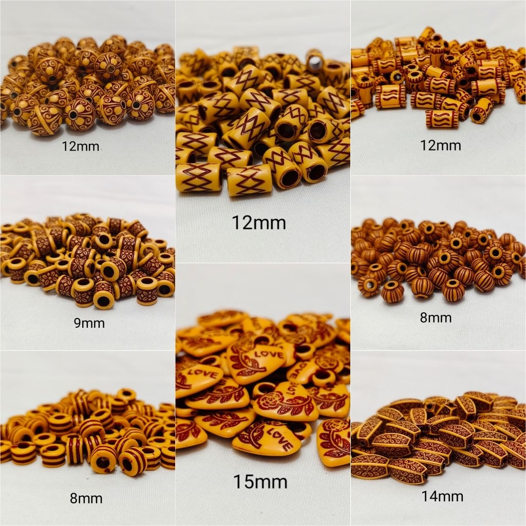 100grams wood tribal beads, ethnic design,native diy project and crafts