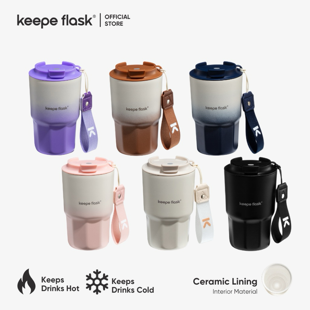 (NEW) Keepe Flask Coffee Tumbler CERAMIC LINER Double Wall Matte Vacuum Insulated Coffee Mug 16oz
