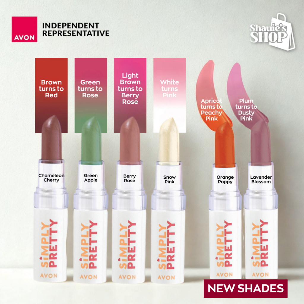 AVON Simply Pretty Magic Lipstick 4g - Green Apple, Snow Pink, Chameleon Cherry, Berry Rose Waterproof Lipstick Long Lasting Lipstick Lipmatte