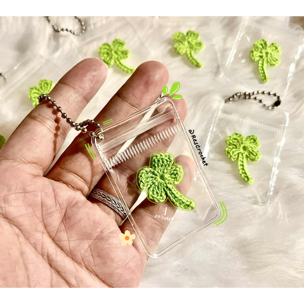 Crochet Four Leaf Clover Keychain
