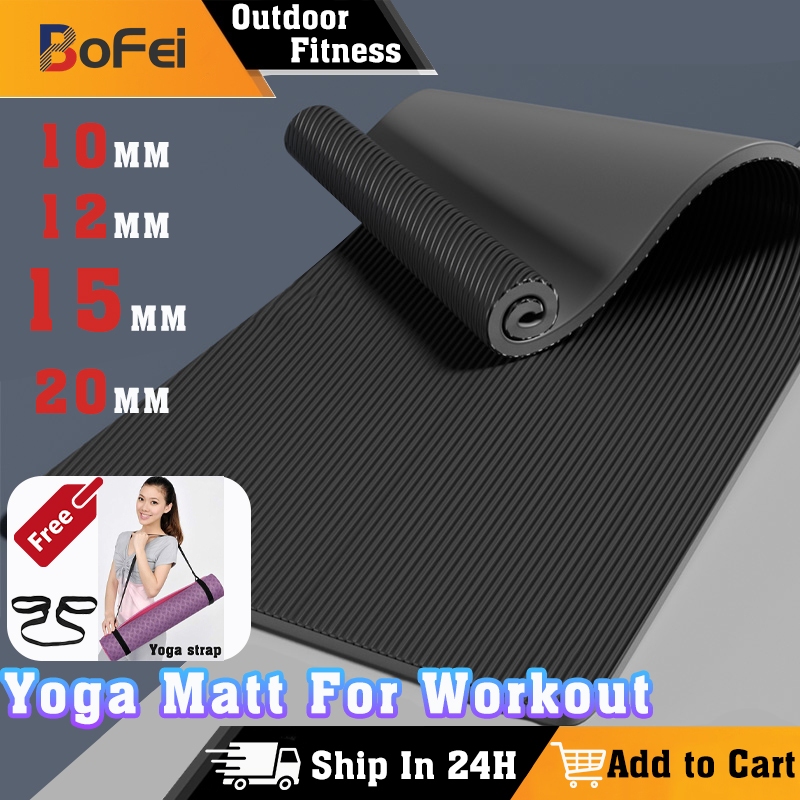 20MM Yoga Mat Thick Non Slip High Density Workout Mat With Carrying Ropes Exercise Mat For Workout