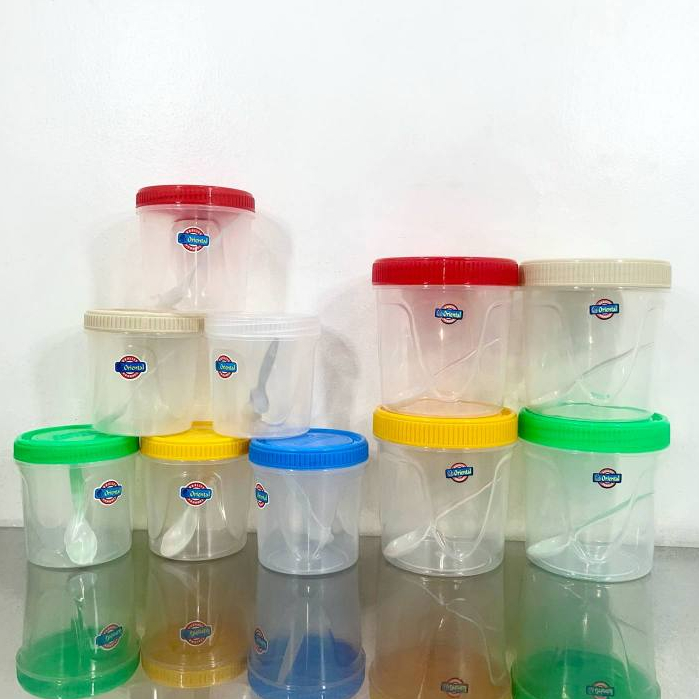 Clear Oriental Canister With Free Spoon [Random Color]