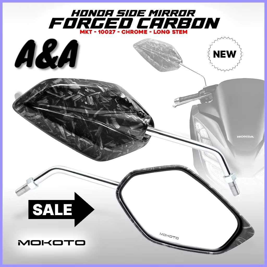 HONDA CLICK 150 I MOKOTO FORGED CARBON SIDE MIRROR CHROME LONG STEM 10MM MIR