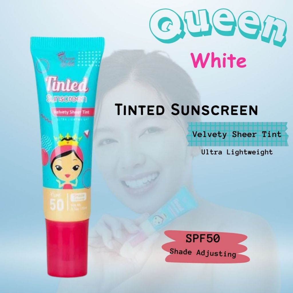 Queen White Tinted Sunscreen 20ml (Velvety Sheer Tinted) Ultra Lightweight