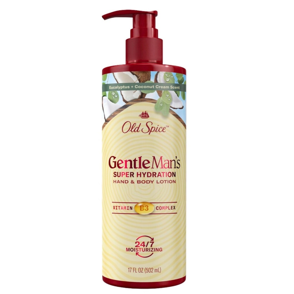 Old Spice Gentleman's Blend Super Hydration Hand & Body Lotion, Eucalyptus & Coconut Cream 502ml