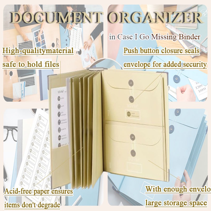 Document Organizer Storage of Personal Information Expanding Storage File Folder for A4 Sized