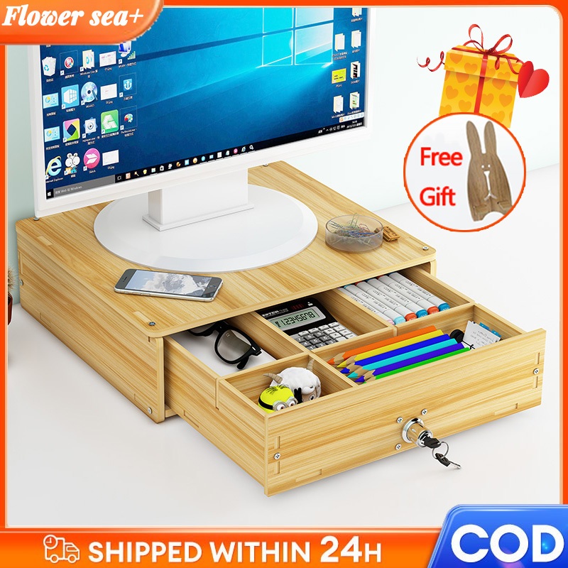 Cash Cashier Box Money Storage Cash Drawer Organizer Cashier Computer Riser Desktop Organizer