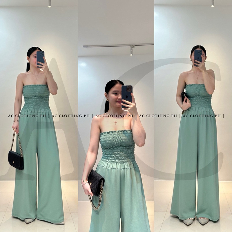 Alona Plain Jumpsuit Women Summer Dress Casual Smocking Jumpsuit Woman