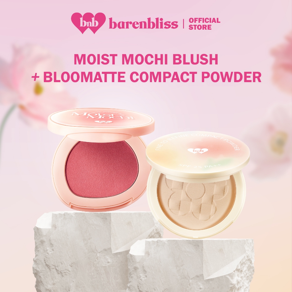 barenbliss BNB Korean Bloomatte Fine to Refine Compact Powder + Moist Mochi Paste Powder Blush