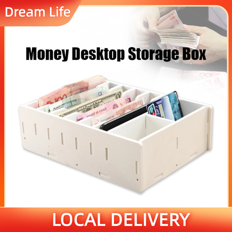 8 Grids Money Organizer Box Cashier Cash Box Cashier Money Coins Separator Organizer Storage Box