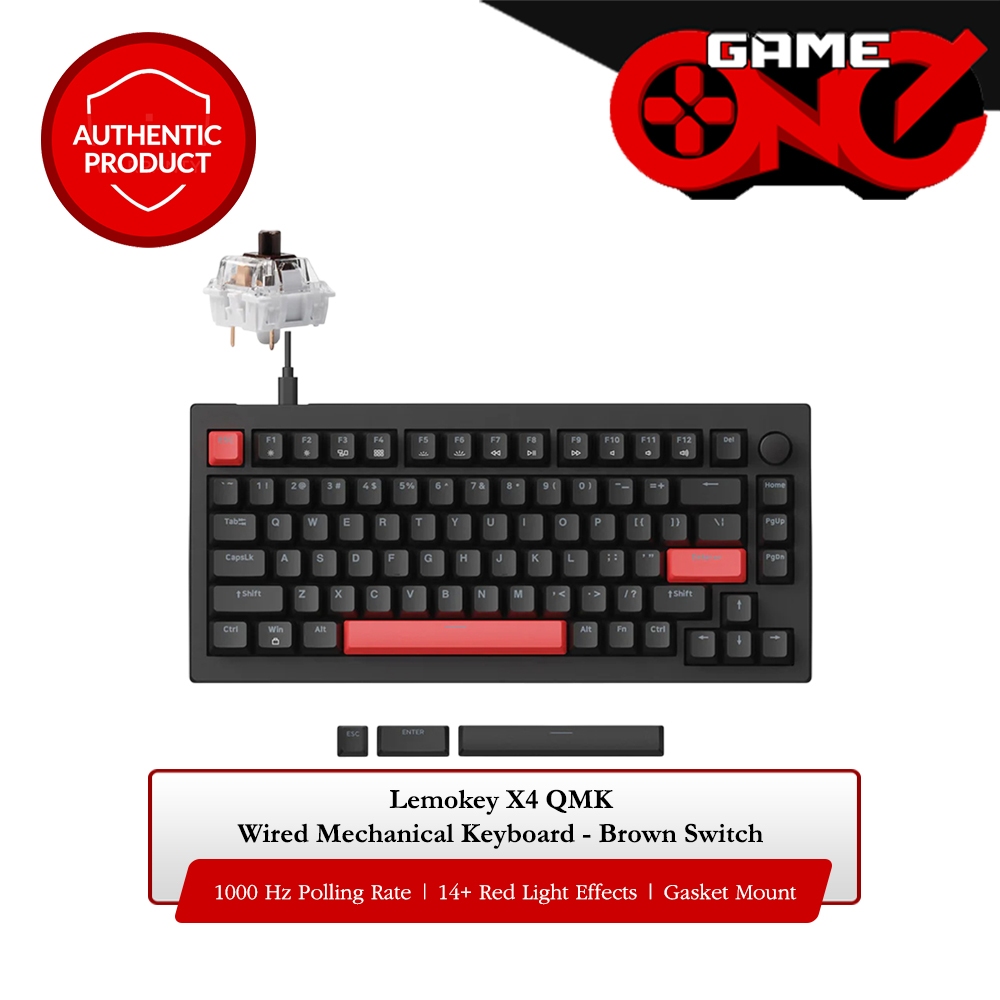 Lemokey X4 QMK Red Backlight Wired Mechanical Keyboard (X4-A3) - Brown Switch