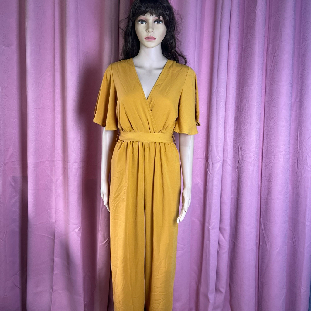 Mustard Yellow V-Neck Jumpsuit | Preloved