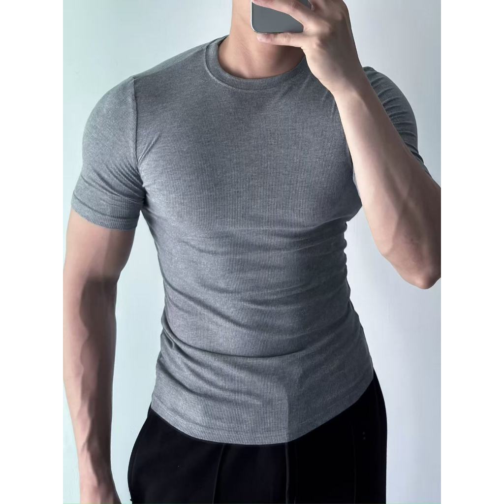 Fitted Tshirt Knitted Plain Unisex Stretchable Good Quality Gym Attire Very Comfy (M , L ,XL)