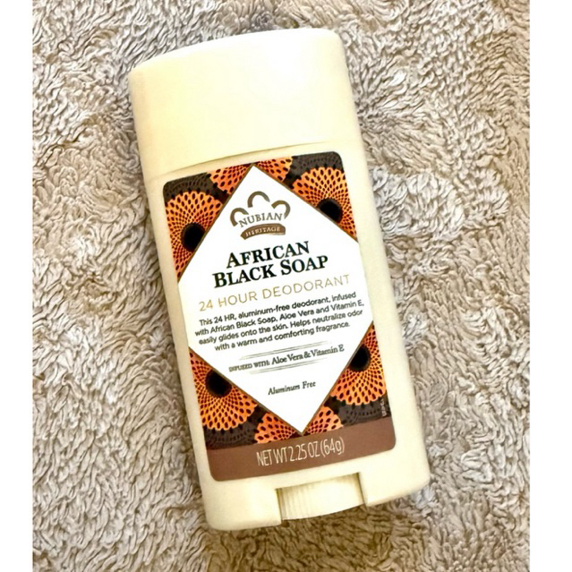 Nubian Heritage 24 Hour Deodorant, Black Soap, 2.25 oz (64 g).