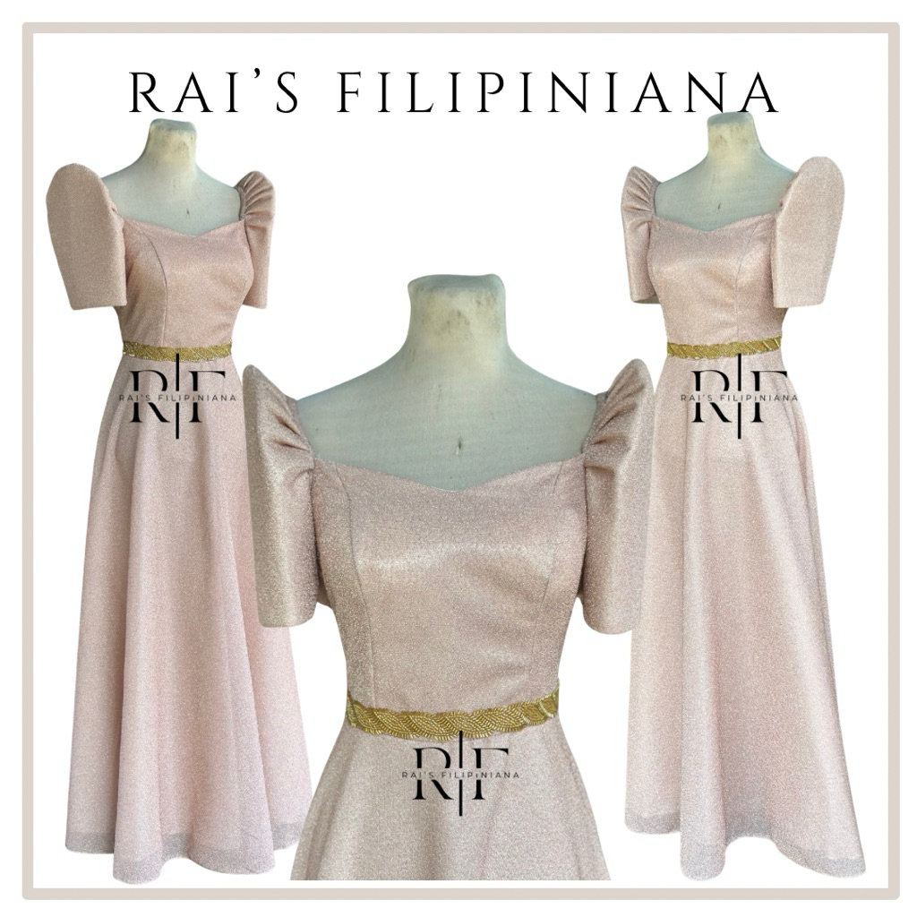 Modern Filipiniana Cindy Long Dress (beige)