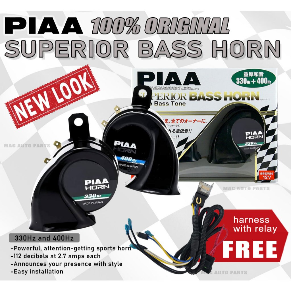 PIAA Superior Bass Horn Deep Bass tone 2pcs 330Hz / 400Hz