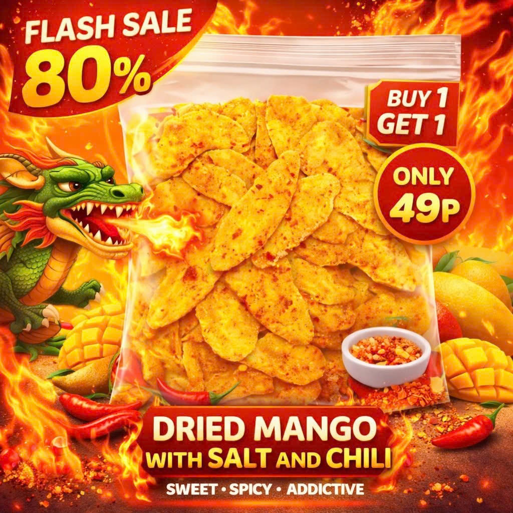 Buy 1kg get 1kg Dried mango with salt and chili – Authentic sweet and sour dried mango