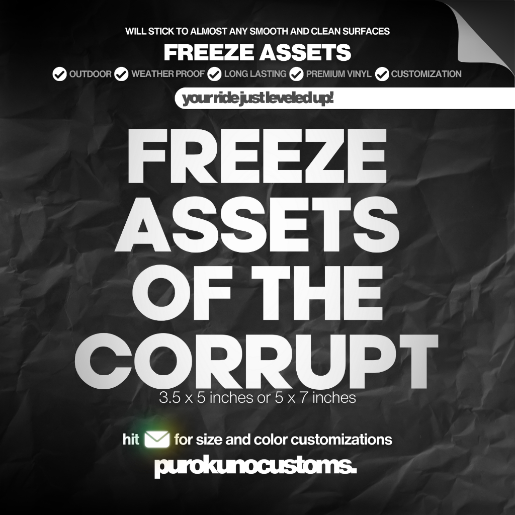 FREEZE ASSETS Cutout Sticker Decal for Motorcycle, Car, and Bike | PUROKUNO CUSTOMS