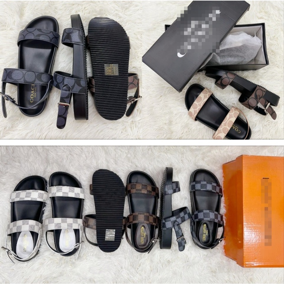 NEW ARRIVAL c OACH FLAT SANDALS TWO STRAP WOMEN NEEDS H-923/02