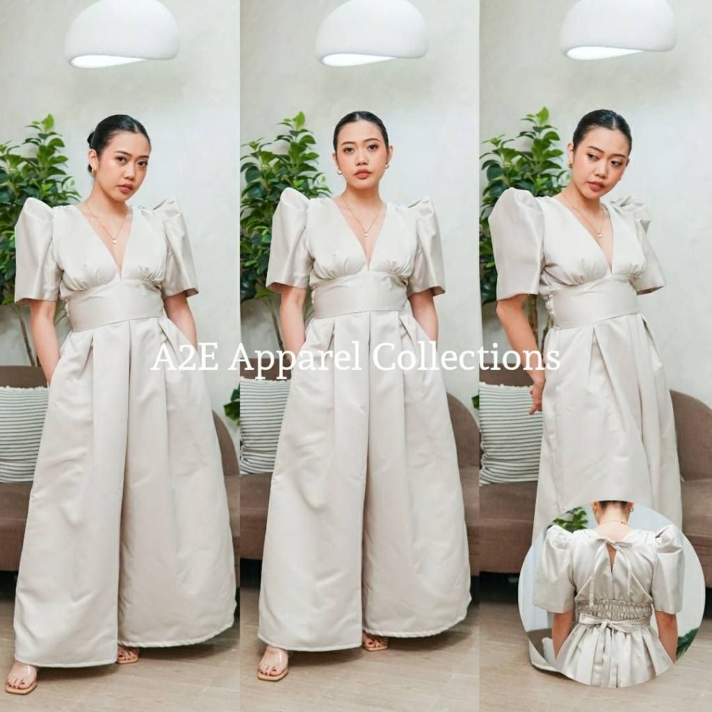 A2E | Dessa Jumpsuit | Modern Filipiniana Low Neckline Pantsuit Jumpsuit