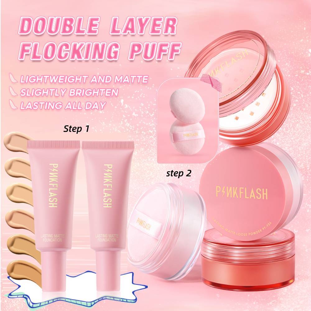 【Makeup Set】 PINKFLASH Loose Setting Powder Oil Control Matte All Day Foundation