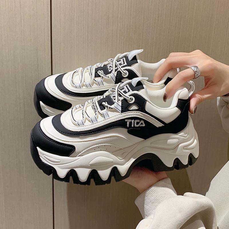 New korean girl casual sneakers sapatos rubber low cut chunky shoes bottom for women shose