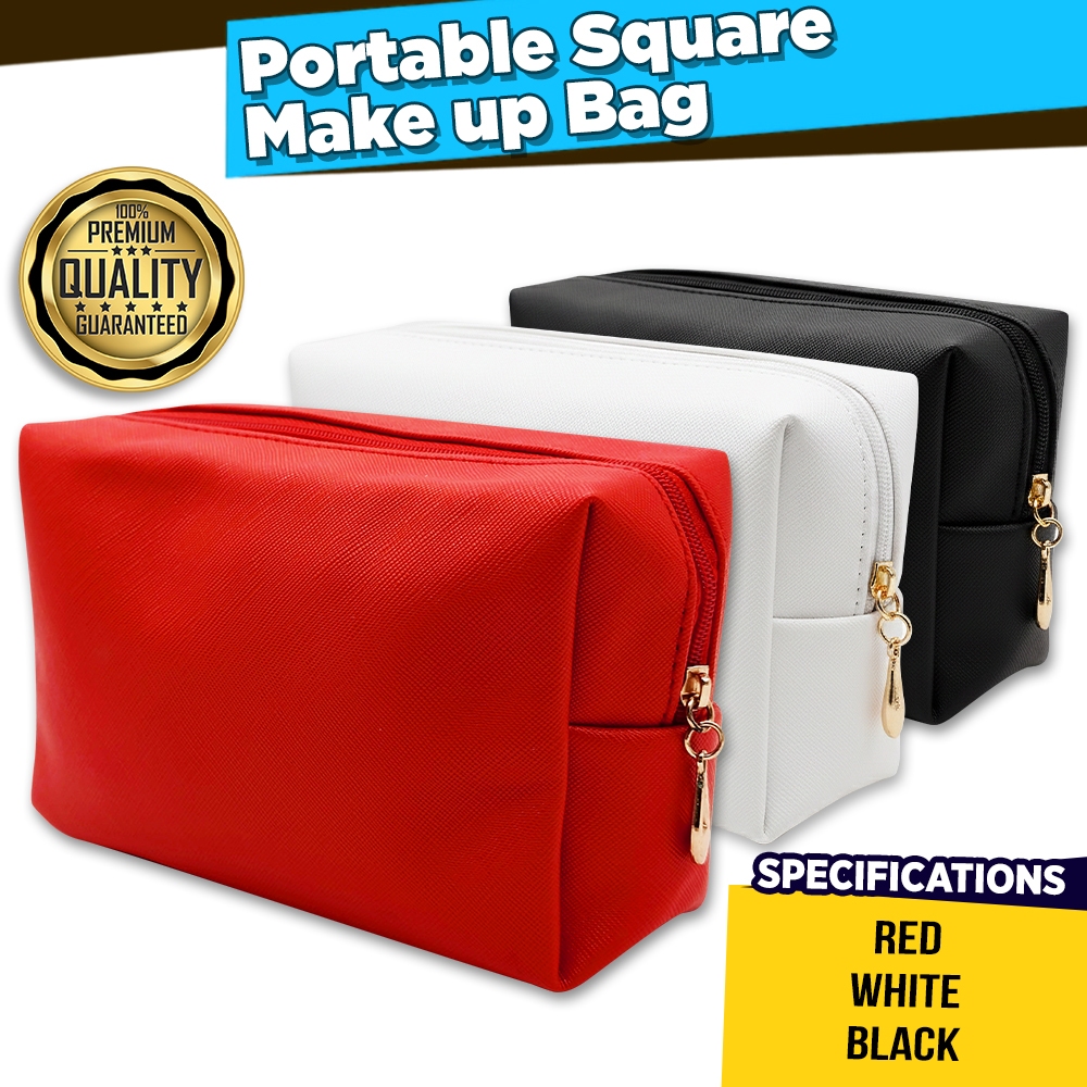 Portable Square Make Up Bag Make Up Pouch (White | Red | Black)