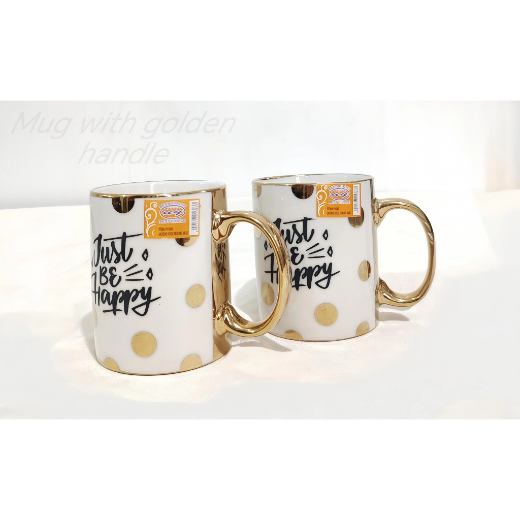 Coffee Mug Ceramic Mug with Golden Handle – Inspirational Daily Mug white gold mug qoutes