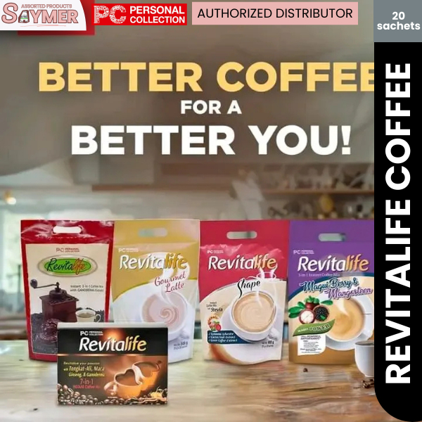 REVITALIFE Coffee - Ganoderma, Tongkat-Ali, Gourmet Latte, Shape, Maquiberry 20 sachets
