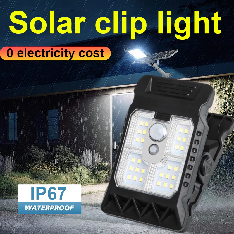 Solar Clip Lamp Garden Light Home Lighting Human Sensor Open Air Outdoor Clip Lights