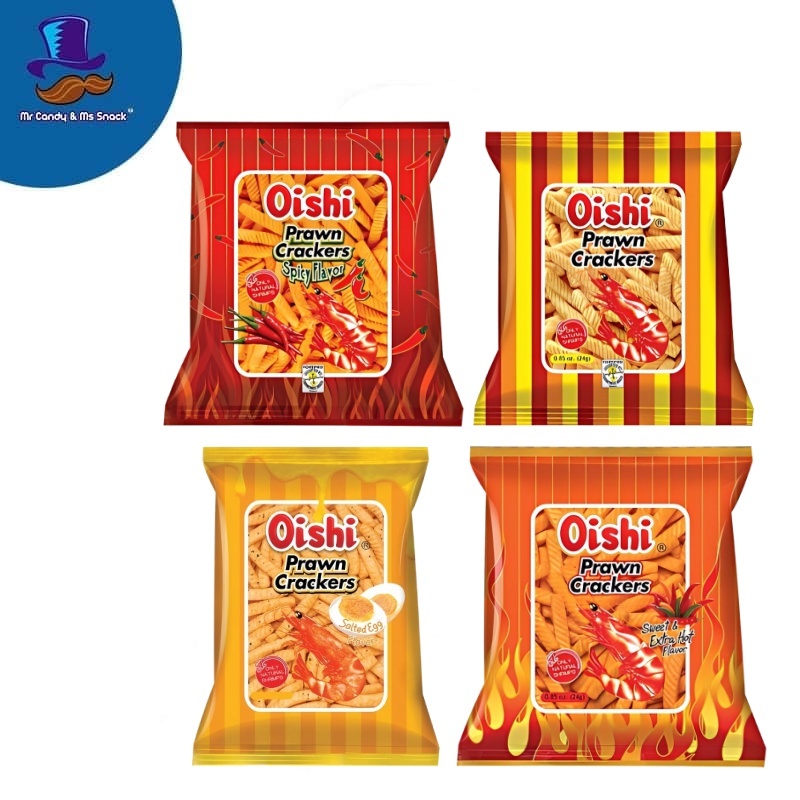 OISHI/Chips/Sari Sari Store/PRAWN CRACKERS/Salted Egg/Sweet & Extra Hot Flavor