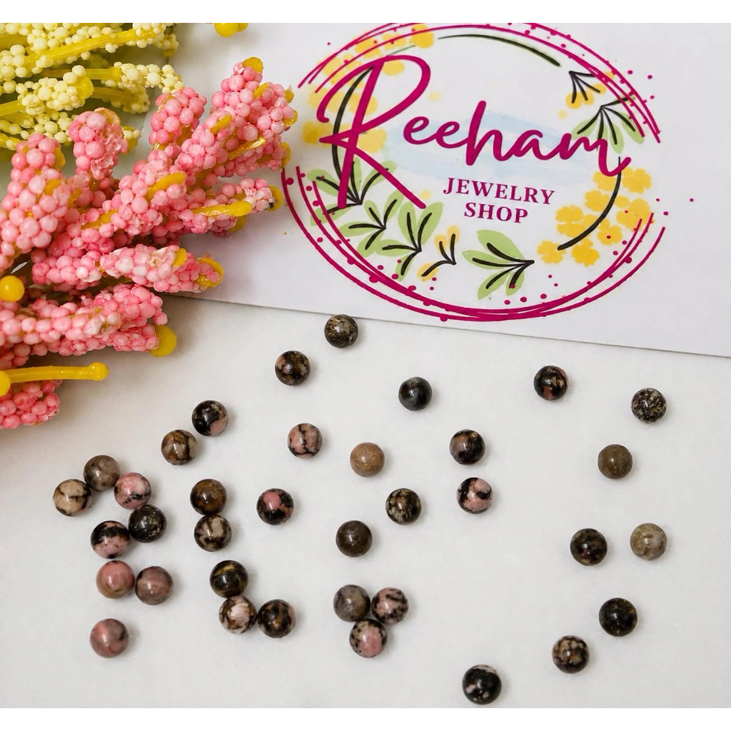 [RJ] Semi-Precious Rhodonite 8mm - For self-love, forgiveness, and fresh beginnings