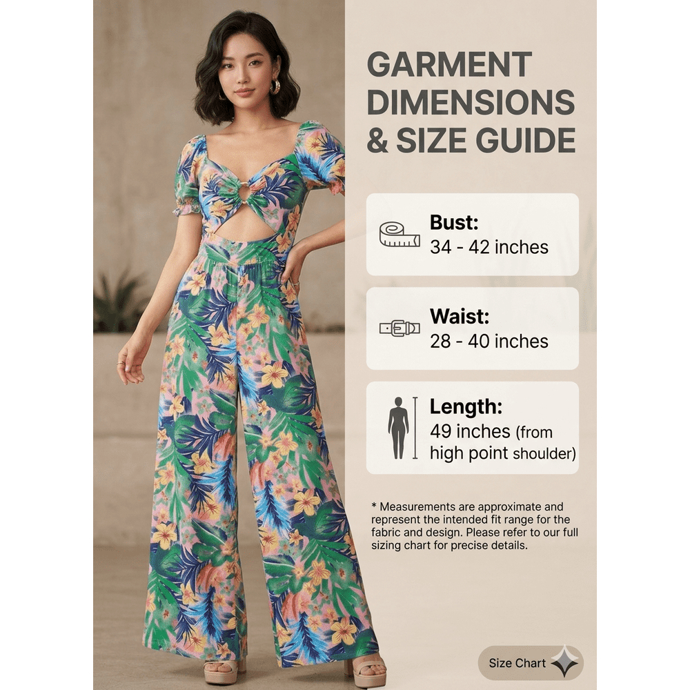 Tropical Floral Cut-Out Jumpsuit | Boho Summer Wide Leg Romper