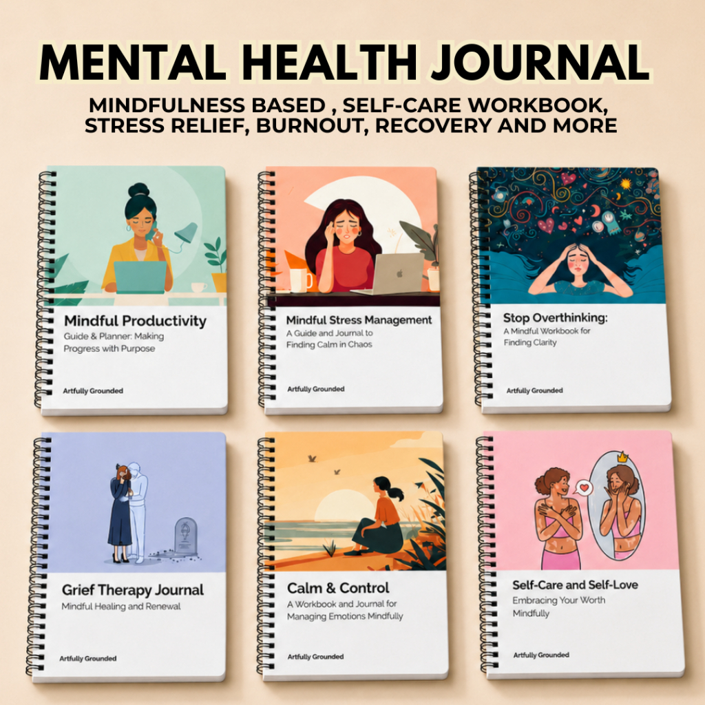 Mental Health Journal – Mindfulness, Self-Care Workbook, Stress Relief, Burnout Recovery