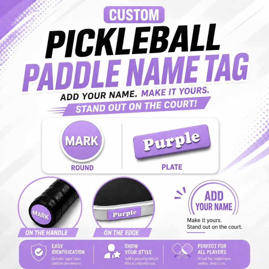 3D Printed Pickleball Paddle Name Tag – Personalized Handle Stickers & Edge Labels