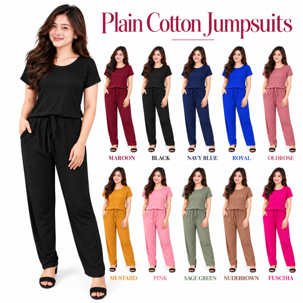 Plain Cotton Jumpsuits for Women Comfy Soft Free Size Small to Semi Large