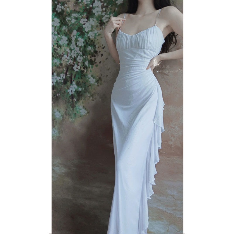 2023 Clothes salt is wearing a light ripe senior dress royal fairy elder sister w2023 French salt Style Wear light Mature High-End Long Skirt royal sister Style fairy White Suspender dress 5 30