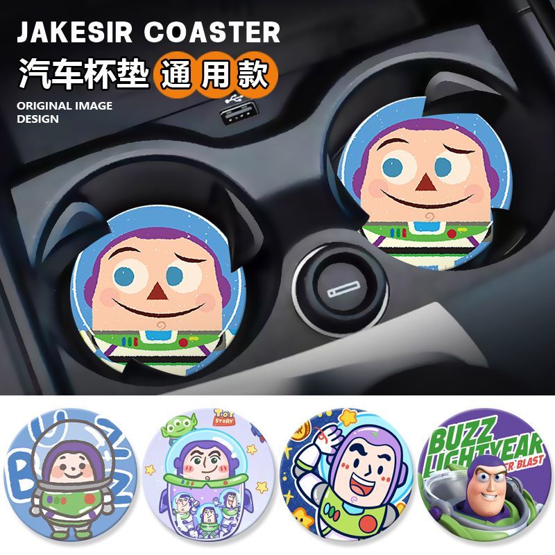 [Ready Stock] Buzz Lightyear Car Decoration Cute Funny Car Coaster Water Coaster Car Universal Car Interior Decoration Anti-slip Mat zbm711. my