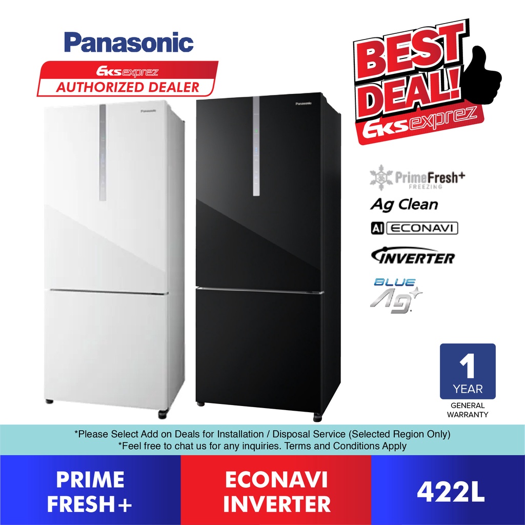 Panasonic 2 Door Inverter Fridge (422L) NR-BX421WGKM / NR-BX421WGWM ; Bottom Freezer Refrigerator / Peti Sejuk 2 Pintu