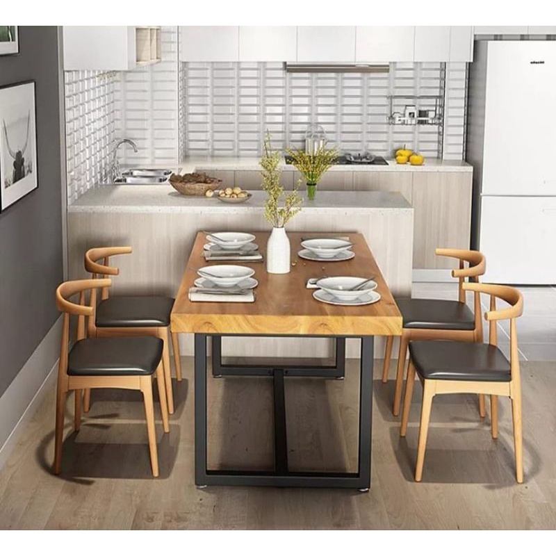 Lya Dining Table (Solid Rubber Wood) Thickness Table 2.5cm Shopee