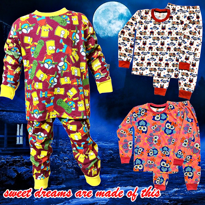 LONG SLEEVES BIG KID PAJAMA, BAJU TIDUR BUDAK SIZE 10-16, PYJAMA REMAJA, BOYS GIRLS SLEEPWEAR, BAJU TIDUR LENGAN PANJANG