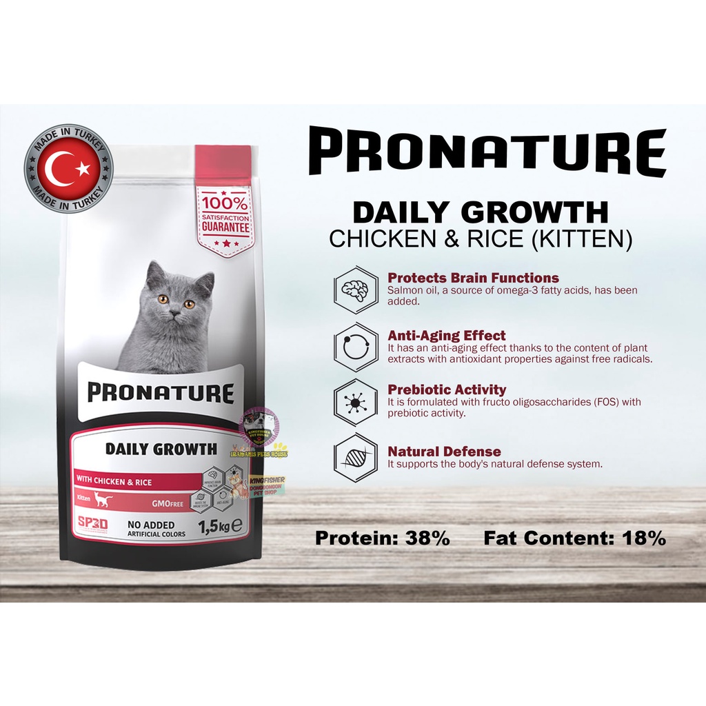 PRONATURE Cat Food 1.5KG ( Daily Growth Kitten) With Chicken & Rice