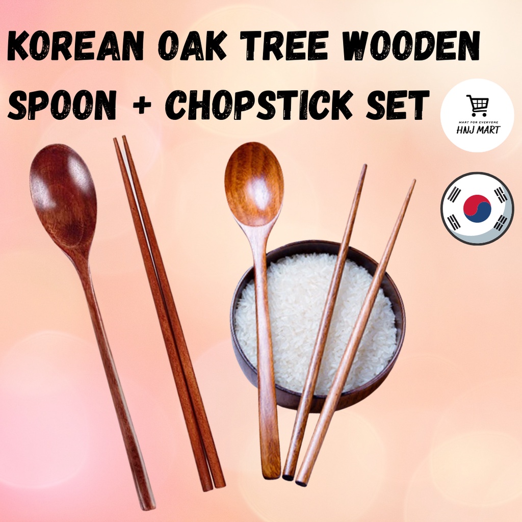 Korean Oak Tree Wooden Spoon & Chopstick Set Korean Spoon Chopstick Korean Cutlery Set Dining Set