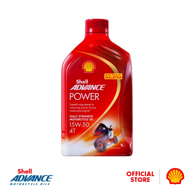 Shell Advance 4T Power 15W-50 Fully Synthetic Motorcycle Engine Oil (1L ...