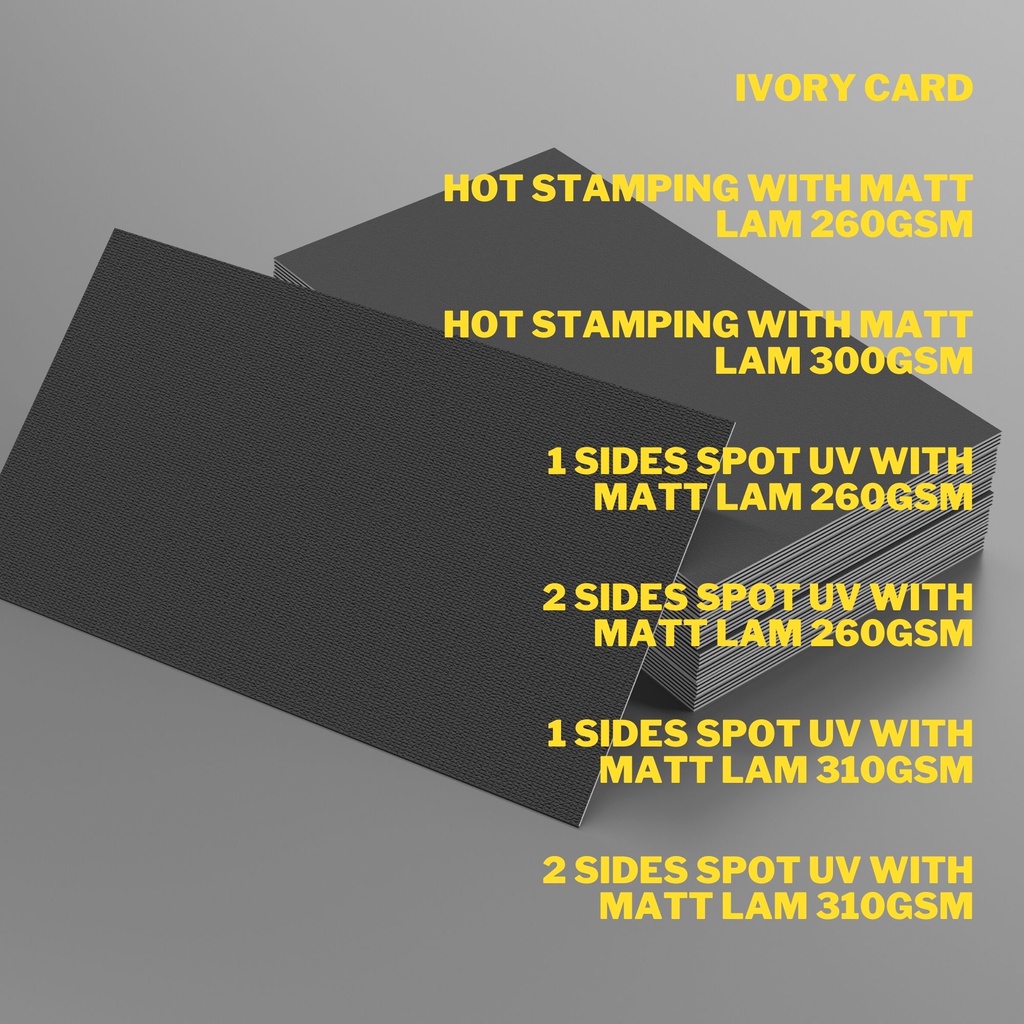 Name Card / Business Card / Thank You Card / Loyalty Card Printing SPOT UV, Hot Stamping, Ivory Card