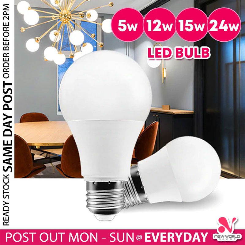 《 》E27 LED 5 12 15 24 W Watt Light Bulb Energy Saving Super Spotlight Lighting Bright Lamp Lampu Mentol 电灯泡