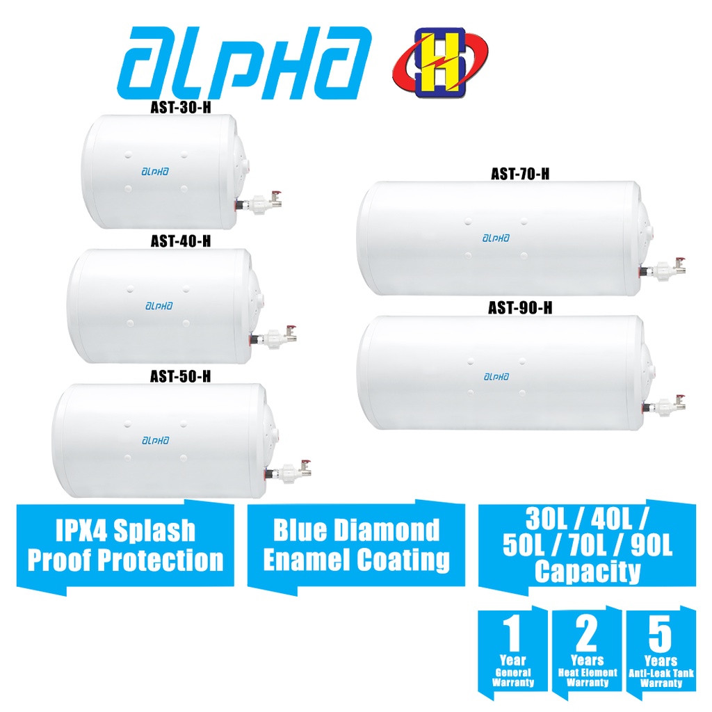 Alpha Storage Water Heater (30L/40L/50L/70L/90L) Water Heater AST30H