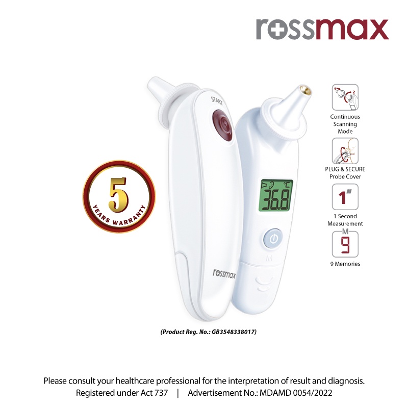 ROSSMAX Infrared Ear Thermometer Model RA600 Shopee Malaysia