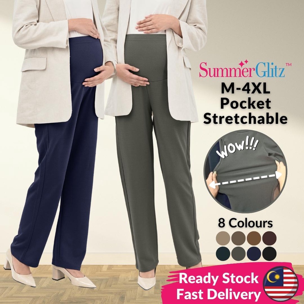 SummerGlitz Maternity Stretchable Straight Cut Pants | Seluar ...