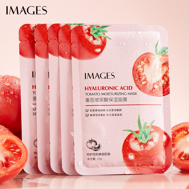 [ROREC] IMAGES Tomato Hyaluronic Acid Moisturizing Facial Mask Nourishing Brightening Skin Rejuvenation Facial Mask